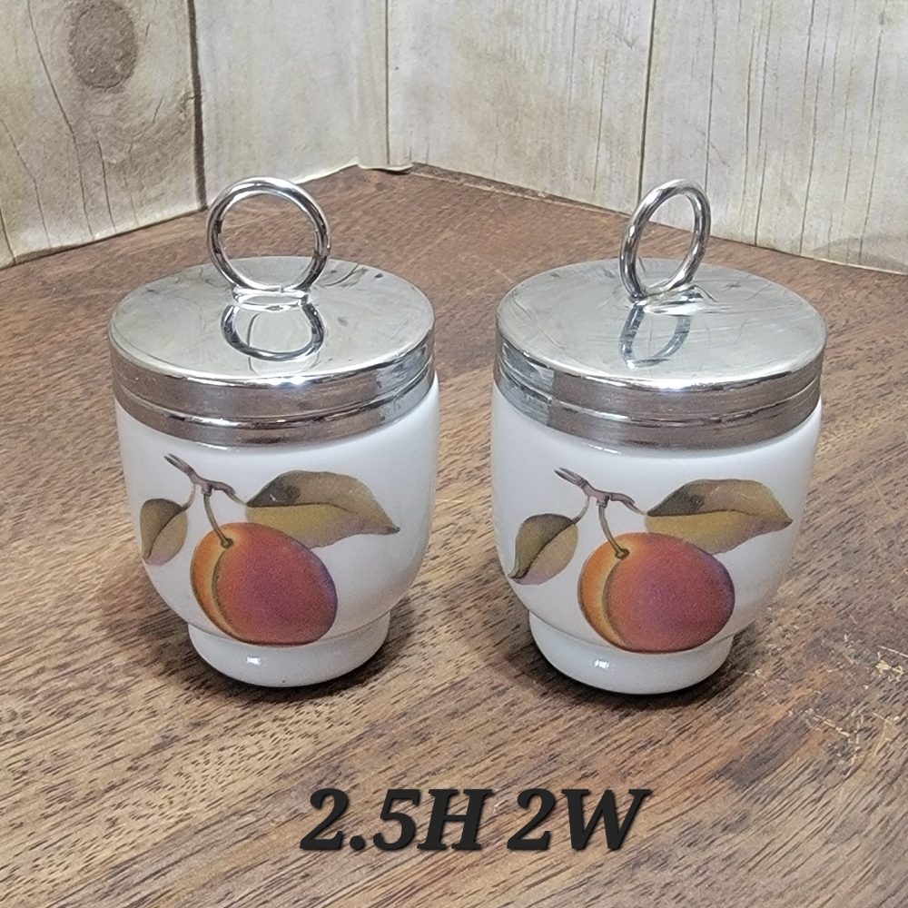 Royal Worcester EVESHAM 2 1/2 Inch Peach and Berry EGG CODDLER with Metal Lid
